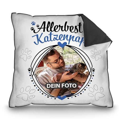 PR Print Royal Katzen-Kissen mit Foto Allerbester Katzenpapa - Geschenk für Katzenliebhaber zum Geburtstag | Personalisiertes Geschenk, inkl. Füllung, Rückseite Schwarz PR Print Royal Katzen-Kissen mit Foto Allerbester Katzenpapa - Geschenk für Katzenliebhaber zum Geburtstag | Personalisiertes Geschenk, inkl. Füllung, Rückseite Schwarz von PR Print Royal