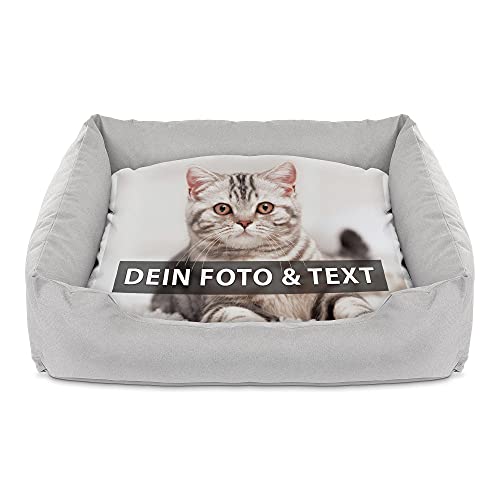 PR Print Royal Katzenbett selbst gestalten mit eigenem Foto - Katzenbett mit Kissen - Geschenke für Katzenliebhaber, Tierbett 65 x 55 cm I Personalisierbar von PR Print Royal