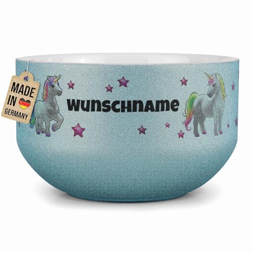 PR Print Royal Kinder-Müslischale mit Name personalisiert - Einhorn - Geschenk für Mädchen und Jungen, Kindertag, Weihnachten, Geburtstag - Keramik Schüssel Blau, 500 ml PR Print Royal Kinder-Müslischale mit Name personalisiert - Einhorn - Geschenk für Mädchen und Jungen, Kindertag, Weihnachten, Geburtstag - Keramik Schüssel Blau, 500 ml von PR Print Royal
