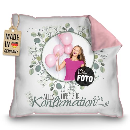 PR Print Royal Kissen mit Foto selbst gestalten - Alles Liebe zur Konfirmation - Kreis - Personalisierte Konfirmationsgeschenke, inkl. Füllung, 40 x 40 cm, Rückseite Rosa PR Print Royal Kissen mit Foto selbst gestalten - Alles Liebe zur Konfirmation - Kreis - Personalisierte Konfirmationsgeschenke, inkl. Füllung, 40 x 40 cm, Rückseite Rosa von PR Print Royal