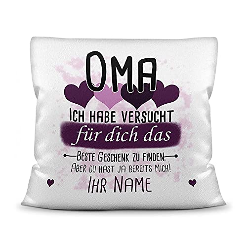 PR Print Royal Kissen mit Füllung Oma von einem Kind - Personalisiert mit Wunschname in Lila - zum Geburtstag und Muttertag - Kissen Polyester weiß - flauschig, 40 x 40 cm von PR Print Royal