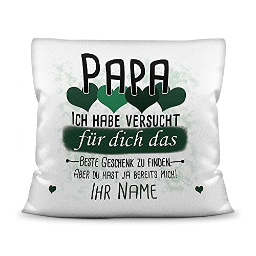 PR Print Royal Kissen mit Füllung Papa von einem Kind - Personalisiert mit Wunschname in Dunkelgrün - zum Geburtstag und Vatertag - Kissen Polyester weiß - flauschig, 40 x 40 cm von PR Print Royal