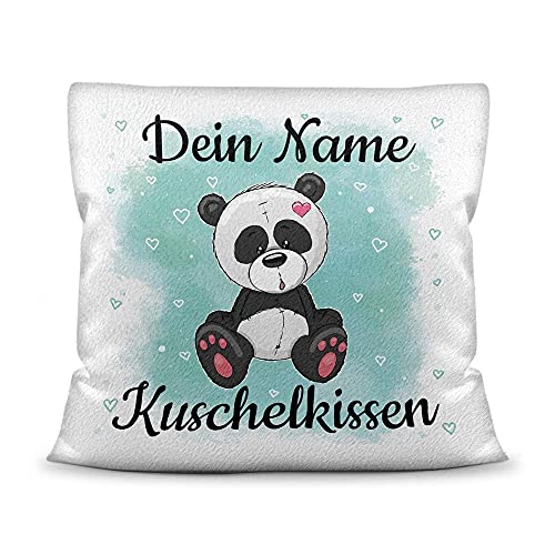 PR Print Royal Kissen mit Füllung für Kinder - Tiermotiv Panda - für Mädchen und Jungs - mit Wunschname beschriften - Panda - Kissen Polyester - Weiß flauschig, 40 x 40 cm von PR Print Royal