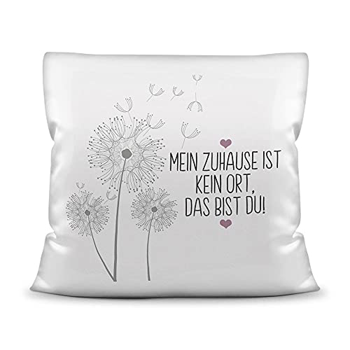 PR Print Royal Kissen mit Spruch - Zuhause ist kein Ort, das bist du! - Statement Deko-Kissen, Geschenk für Familie und Freunde - Kissen Polyester Weiß, 40x40 cm, inkl. Füllung von PR Print Royal