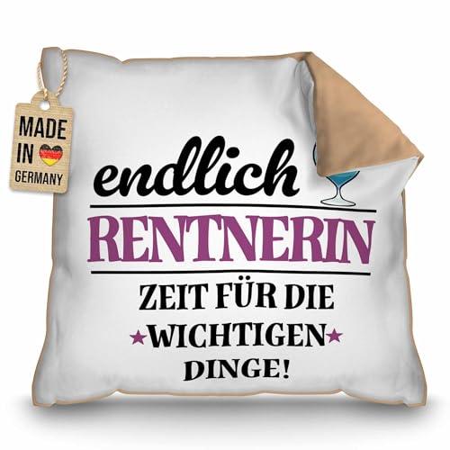 PR Print Royal Kissen mit Spruch zum Ruhestand - Endlich Rentnerin - Geschenk für Frauen zur Rente, Abschiedsgeschenk, inkl. Füllung, Rückseite Mokka, 40 x 40 cm PR Print Royal Kissen mit Spruch zum Ruhestand - Endlich Rentnerin - Geschenk für Frauen zur Rente, Abschiedsgeschenk, inkl. Füllung, Rückseite Mokka, 40 x 40 cm von PR Print Royal