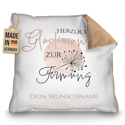 PR Print Royal Kissen zur Firmung mit Name selbst gestalten - Herzlichen Glückwunsch - Pusteblume - Personalisiertes Firmungsgeschenk, inkl. Füllung, 40 x 40 cm, Rückseite Mokka PR Print Royal Kissen zur Firmung mit Name selbst gestalten - Herzlichen Glückwunsch - Pusteblume - Personalisiertes Firmungsgeschenk, inkl. Füllung, 40 x 40 cm, Rückseite Mokka von PR Print Royal