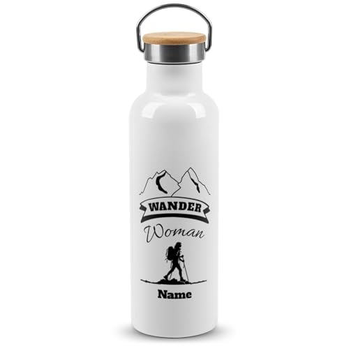 PR Print Royal Personalisierte Edelstahl-Trinkflasche mit Spruch - Wander Woman - mit Name selbst gestalten - Geschenkidee für Frauen | Thermosflasche Weiß, 750 ml PR Print Royal Personalisierte Edelstahl-Trinkflasche mit Spruch - Wander Woman - mit Name selbst gestalten - Geschenkidee für Frauen | Thermosflasche Weiß, 750 ml von PR Print Royal