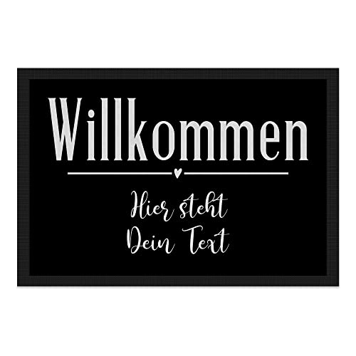 PR Print Royal Personalisierte Fußmatte Zwei Zeilen Wunschtext - Willkommen Herz - Geschenke zum Einzug | rutschfest, 120x80cm mit Gummirand von PR Print Royal