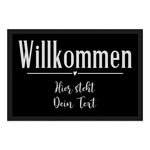 PR Print Royal Personalisierte Fußmatte Zwei Zeilen Wunschtext - Willkommen Herz - Geschenke zum Einzug | rutschfest, 60x40cm mit Gummirand PR Print Royal Personalisierte Fußmatte Zwei Zeilen Wunschtext - Willkommen Herz - Geschenke zum Einzug | rutschfest, 60x40cm mit Gummirand von PR Print Royal