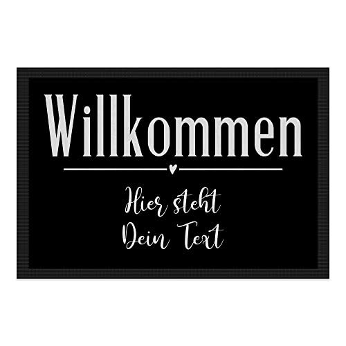 PR Print Royal Personalisierte Fußmatte Zwei Zeilen Wunschtext - Willkommen Herz - Geschenke zum Einzug | rutschfest, 90x60cm mit Gummirand von PR Print Royal