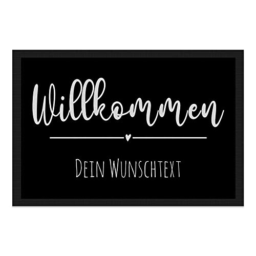 PR Print Royal Personalisierte Fußmatte eine Zeile Wunschtext - Willkommen Herz - Geschenke zum Einzug | rutschfest, 60x40cm mit Gummirand von PR Print Royal