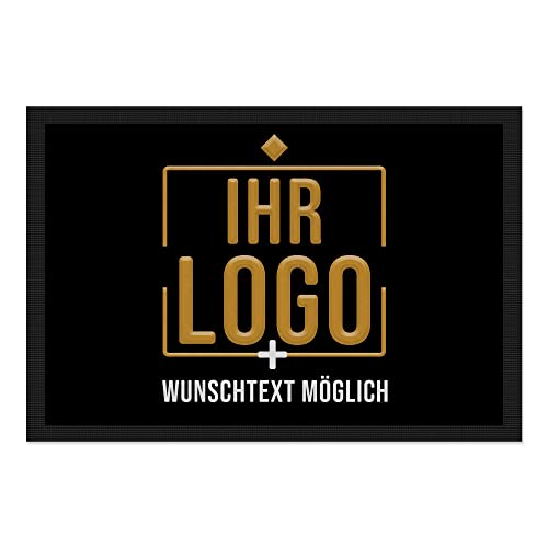 PR Print Royal Personalisierte Fußmatte mit Logo und Wunschtext - Logomatte - Schmutzfangmatte mit Logo | rutschfest, 120x80cm mit Gummirand von PR Print Royal