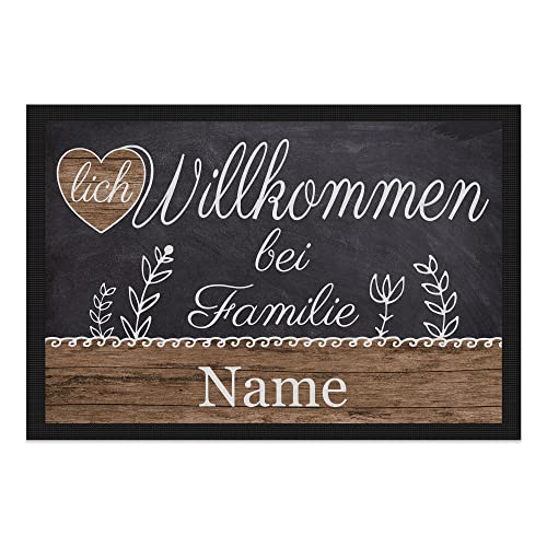 PR Print Royal Personalisierte Fußmatte mit Namen - Herzlich Willkommen - Geschenke zum Einzug | rutschfest, 120x80cm mit Gummirand von PR Print Royal