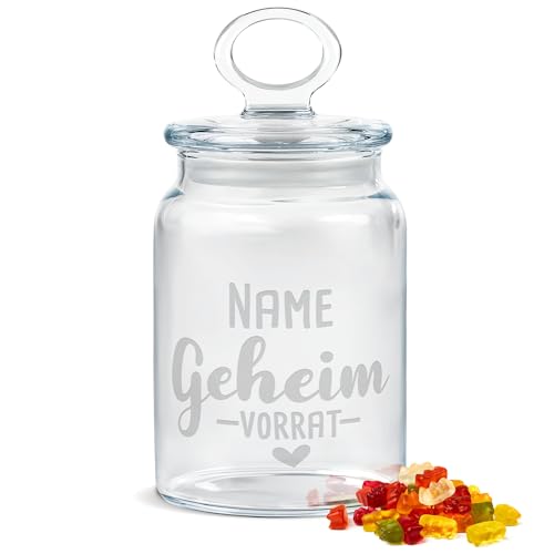 PR Print Royal Personalisierte Keksdose aus Glas mit Gravur - 800 ml - Geheim-Vorrat mit Name selbst gestalten als Geschenk zum Geburtstag oder Weihnachten | Personalisiertes Geschenk von PR Print Royal