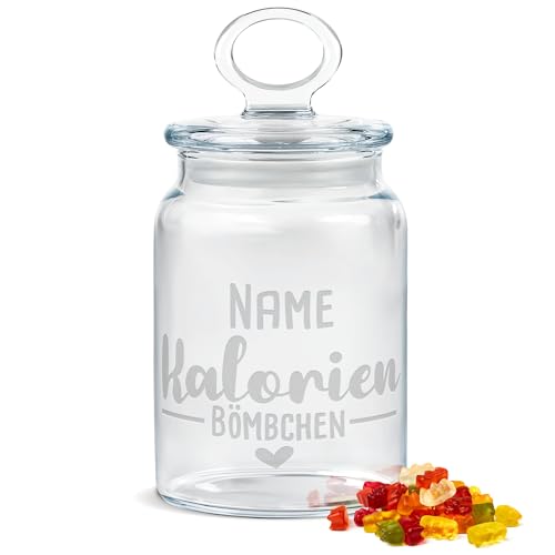 PR Print Royal Personalisierte Keksdose aus Glas mit Gravur - 800 ml - Kalorien-Bömbchen mit Name selbst gestalten als Geschenk zum Geburtstag oder Weihnachten | Personalisiertes Geschenk von PR Print Royal