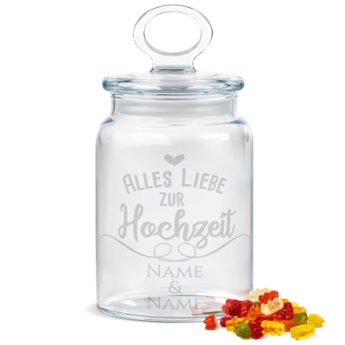 PR Print Royal Personalisierte Keksdose aus Glas mit Gravur zur Hochzeit - 800 ml - Alles Liebe mit Namen als Geschenk zur Hochzeit | Personalisiertes Geschenk von PR Print Royal