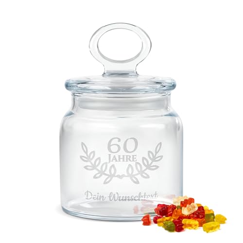 PR Print Royal Personalisierte Keksdose aus Glas mit Gravur zur diamantenen Hochzeit - 550 ml - mit Namen als Geschenk zur diamantenen Hochzeit | Personalisiertes Geschenk zum 60. Hochzeitstag von PR Print Royal