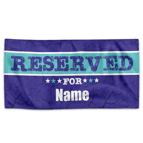 PR Print Royal Personalisiertes Handtuch mit Spruch - Reserved for- mit Name Bedrucken | Badetuch selbst gestalten, Persönliches Fotogeschenk für Familie, Freunde - Blau 100 x 50 cm von PR Print Royal