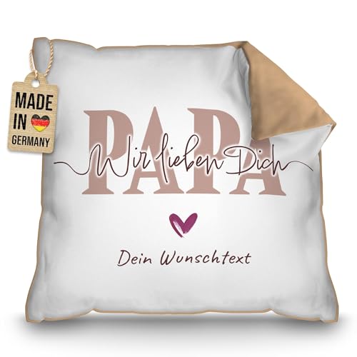 PR Print Royal Personalisiertes Kissen mit Name oder Text selbst gestalten - Papa wir lieben Dich - Vatertagsgeschenk, Geburtstag, inkl. Füllung, Rückseite Mokka, 40 x 40 cm PR Print Royal Personalisiertes Kissen mit Name oder Text selbst gestalten - Papa wir lieben Dich - Vatertagsgeschenk, Geburtstag, inkl. Füllung, Rückseite Mokka, 40 x 40 cm von PR Print Royal