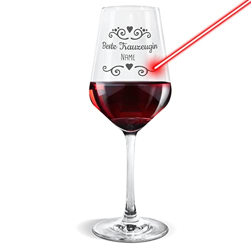 PR Print Royal Rotweinglas mit Gravur für die Beste Trauzeugin - mit Name personalisiert, Hochzeitsgeschenke für Trauzeugen | Individuelle Gravur, 500ml von PR Print Royal