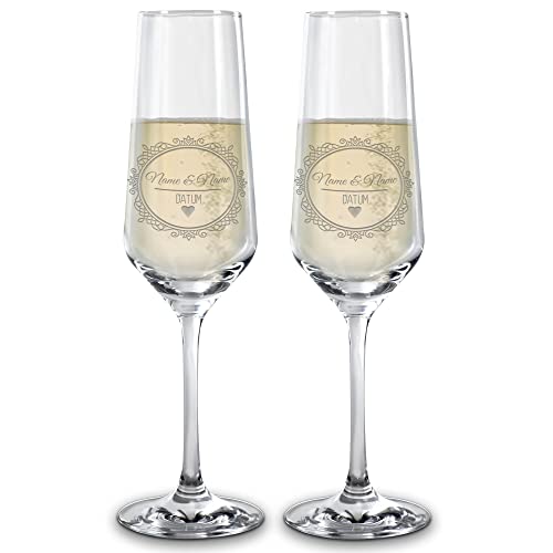 PR Print Royal Sektglas mit Gravur 2er-Set - mit Name & Datum selbst gestalten - Personalisiertes Geschenk, Geburtstag, Weihnachten, Valentinstag, Jahrestag, Hochzeit I Lasergravur, 200 ml - Ornament von PR Print Royal