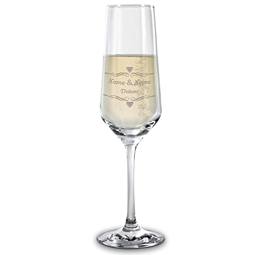 PR Print Royal Sektglas mit Gravur - mit Name & Datum selbst gestalten - Personalisiertes Geschenk, Geburtstag, Weihnachten, Valentinstag, Jahrestag, Hochzeit I Lasergravur, 200 ml - Herz Abstrakt von PR Print Royal