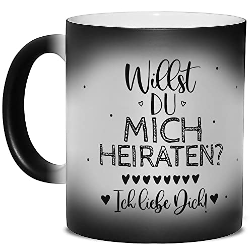 PR Print Royal Tasse mit Spruch - Willst du Mich heiraten? - Kaffeetasse Zaubertasse Farbwechel - Heiratsantrag, Überraschung, Paar, Liebe - Hochwertige Keramik, 300 ml von PR Print Royal