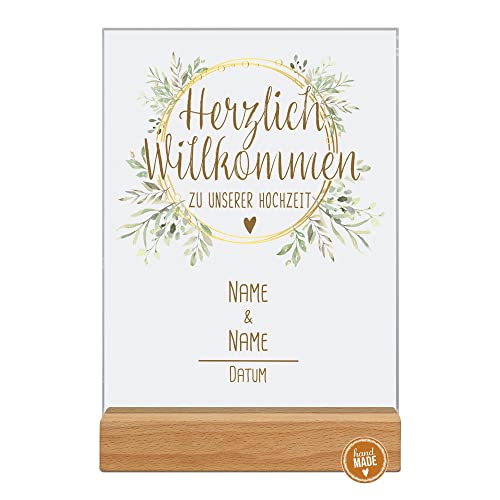 PR Print Royal Tischaufsteller aus Acrylglas zur Hochzeit - mit Namen und Hochzeitsdatum personalisierbar - Fotoaufsteller aus Acrylglas als Tischdeko zur Hochzeit| Hochzeitsdeko mit Namen von PR Print Royal