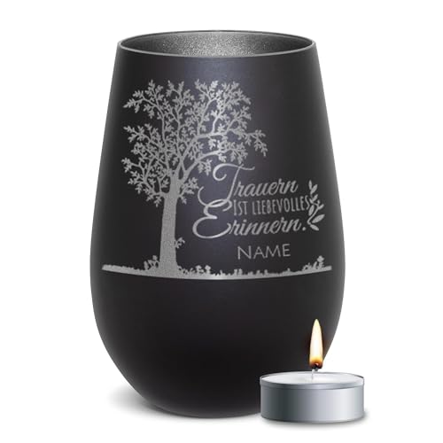 PR Print Royal Trauer Windlicht mit Gravur - Trauern ist liebevolles Erinnern - mit Name gravieren - Trauergeschenk, Gedenklicht, Geschenke für Trauernde | inkl. Teelicht, 450 ml, Schwarz/Silber PR Print Royal Trauer Windlicht mit Gravur - Trauern ist liebevolles Erinnern - mit Name gravieren - Trauergeschenk, Gedenklicht, Geschenke für Trauernde | inkl. Teelicht, 450 ml, Schwarz/Silber von PR Print Royal