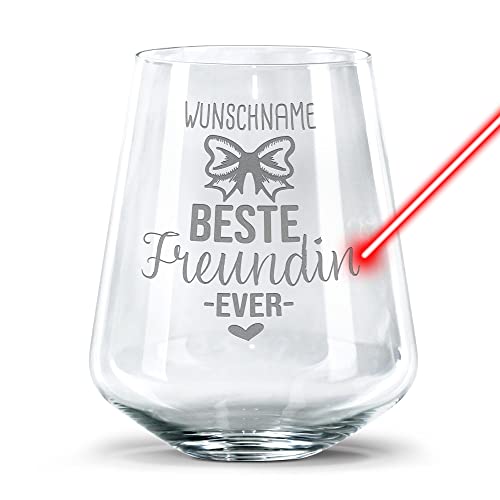 PR Print Royal Trinkglas mit Gravur - Beste Freundin Ever mit Name - Geschenk für Beste Freundin, Trinkglas graviert mit Name I Individuelle Gravur, 400 ml von PR Print Royal