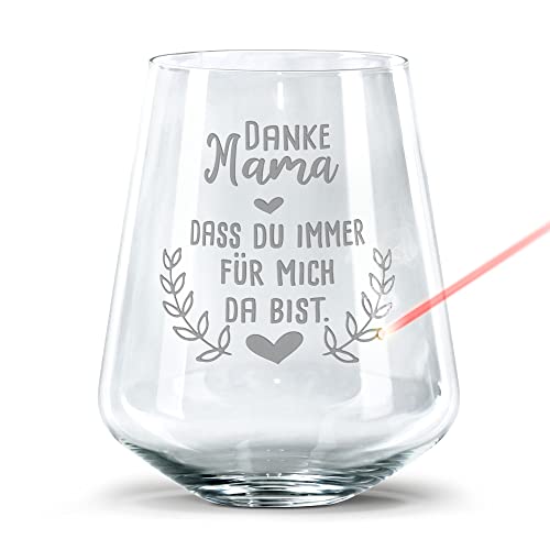 PR Print Royal Trinkglas mit Gravur - Danke Mama - Geschenk für Mama, Trinkglas graviert, Geburtstagsgeschenk Mama, Glas mit Gravur | Individuelle Gravur, 400 ml von PR Print Royal