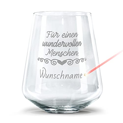 PR Print Royal Trinkglas mit Gravur - Für einen wundervollen Menschen - mit Namen - Geschenk für Beste Freundin, Trinkglas graviert, Geburtstagsgeschenk Beste Freundin | Individuelle Gravur, 400 ml von PR Print Royal