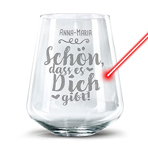 PR Print Royal Trinkglas mit Gravur - Schön, DASS es Dich gibt mit Name - Geschenk für Beste Freundin, Trinkglas graviert mit Name I Individuelle Gravur, 400 ml von PR Print Royal