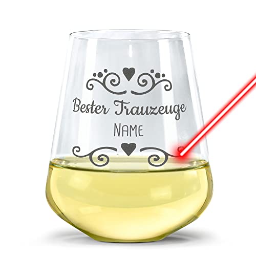 PR Print Royal Trinkglas mit Gravur für den besten Trauzeugen - mit Name personalisiert, Hochzeitsgeschenke für Trauzeugen | Individuelle Gravur, 400ml von PR Print Royal
