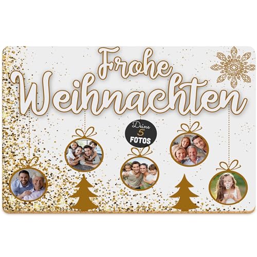 PR Print Royal Weihnachts-Platzset mit 5 Foto - Tischset Frohe Weihnachten - Platzdeckchen Geschenk Tischdeko Weihnachten | rutschfeste & abwischbare Unterlage Kork, 40x30cm, 1 Stück von PR Print Royal