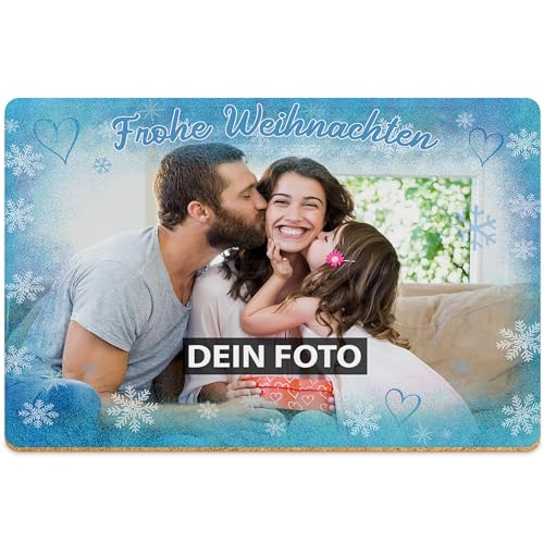 PR Print Royal Weihnachts-Platzset mit Foto - Tischset Frohe Weihnachten - Platzdeckchen Geschenk Tischdeko Weihnachten | rutschfeste & abwischbare Unterlage Kork, 40x30cm, 1 Stück von PR Print Royal