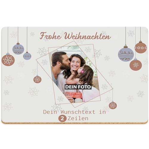 PR Print Royal Weihnachts-Platzset mit Foto und Text - Tischset Frohe Weihnachten - Platzdeckchen Geschenk Tischdeko Weihnachten | rutschfeste & abwischbare Unterlage Kork, 40x30cm, 1 Stück von PR Print Royal