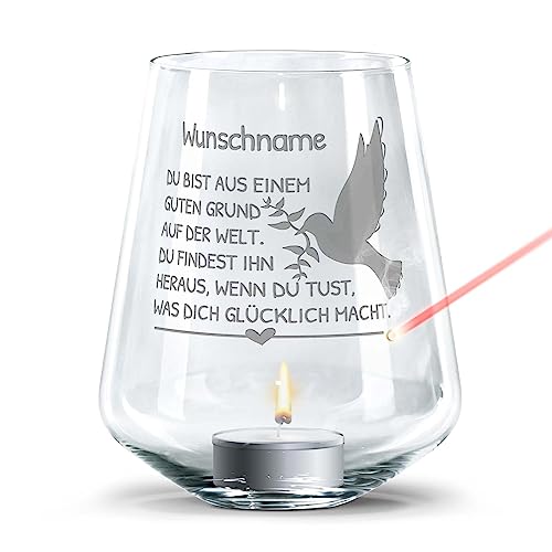 PR Print Royal Windlicht mit Gravur zur Konfirmation selbst gestalten - mit Name gravieren - inkl. Teelicht - Du bist aus einem Grund auf der Welt - personalisierte Geschenke Konfirmation | Taube PR Print Royal Windlicht mit Gravur zur Konfirmation selbst gestalten - mit Name gravieren - inkl. Teelicht - Du bist aus einem Grund auf der Welt - personalisierte Geschenke Konfirmation | Taube von PR Print Royal