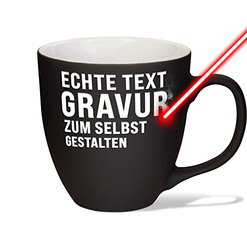 PR Print Royal XXL Jumbotasse gravieren, Hochwertige Porzellan-Tasse mit Gravur, Soft Touch Oberfläche matt, in Diamond Black, 400 ml | Personalisiertes Geschenk von PR Print Royal