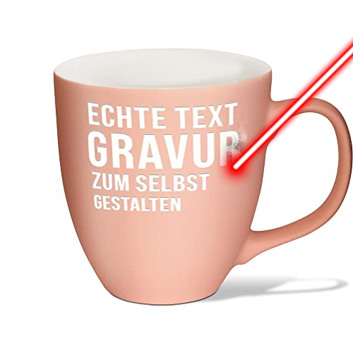 PR Print Royal XXL Jumbotasse gravieren, Hochwertige Porzellan-Tasse mit Gravur, Soft Touch Oberfläche matt, in Pastel Pink, 400 ml | Personalisiertes Geschenk von PR Print Royal