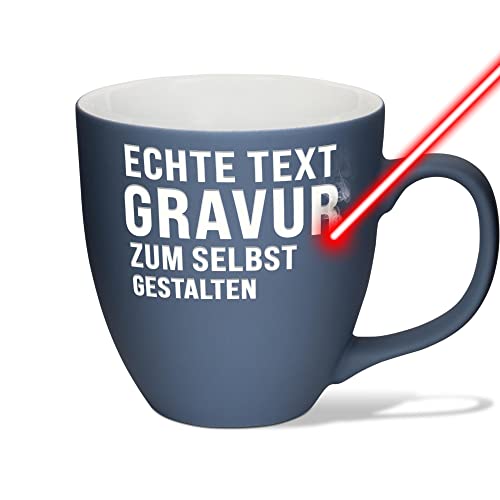 PR Print Royal XXL Jumbotasse gravieren, Hochwertige Porzellan-Tasse mit Gravur, Soft Touch Oberfläche matt, in Shark Blue, 400 ml | Personalisiertes Geschenk von PR Print Royal