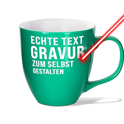 PR Print Royal XXL Jumbotasse gravieren, Hochwertige Porzellan-Tasse mit Gravur, hochglänzende Oberfläche, in Lagoon Blue, 400 ml | Personalisiertes Geschenk von PR Print Royal