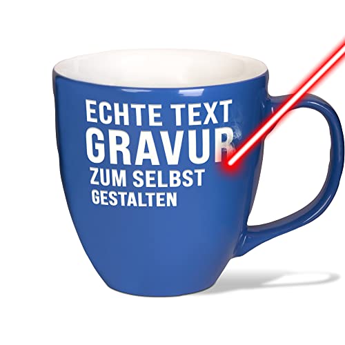 PR Print Royal XXL Jumbotasse gravieren, Hochwertige Porzellan-Tasse mit Gravur, hochglänzende Oberfläche, in Pacific Blue, 400 ml | Personalisiertes Geschenk von PR Print Royal