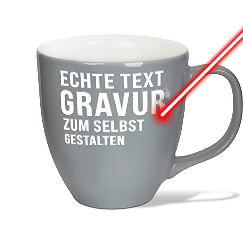 PR Print Royal XXL Jumbotasse gravieren, Hochwertige Porzellan-Tasse mit Gravur, hochglänzende Oberfläche, in Rocky Grey, 400 ml | Personalisiertes Geschenk von PR Print Royal