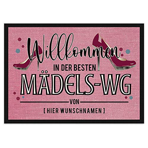 PR Print Royal Personalisierte Fußmatte mit lustigem Spruch - Beste Mädels WG - mit Wunschnamen als Geschenkidee für Frauen und Mädchen - rutschfest, 60 x 40 cm von PR Print Royal