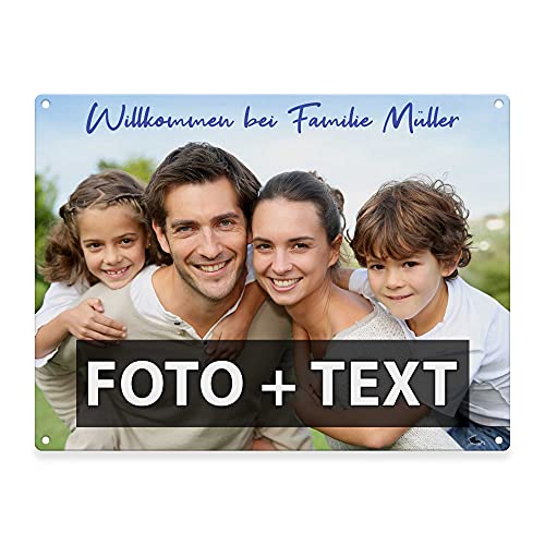 Schilder selbst gestalten für außen - Personalisierte Schilder - Wetterfeste Metallschilder selbst beschriften für den Outdoorbereich - rechteckig - Querformat 21 x 15 cm, weiß-matt von PR Print Royal