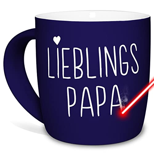 PR Print Royal Tasse mit Gravur & Spruch - Lieblingspapa - Geschenk für Freunde, Lieblingspapa, Weihnachten, Geburtstag - Keramik außen gummiert, Blau, 300 ml I Personalisierte Lasergravur von PR Print Royal