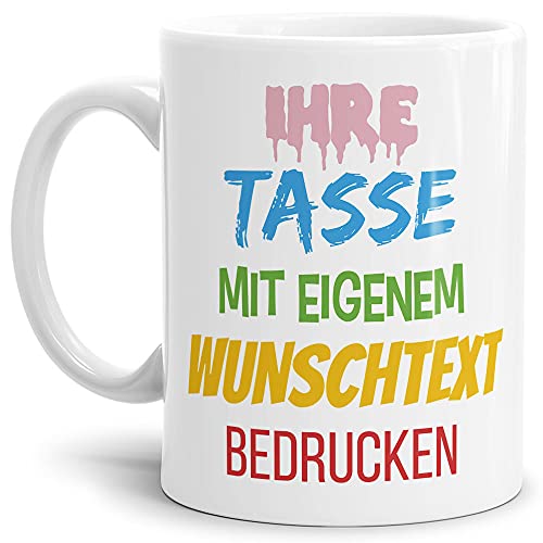 PR Print Royal Tasse mit Text selbst gestalten - Geschenk für Frauen, Männer, Geburtstag, Weihnachten - Keramik Weiß I Motiv für Linkshänder sichtbar von PR Print Royal