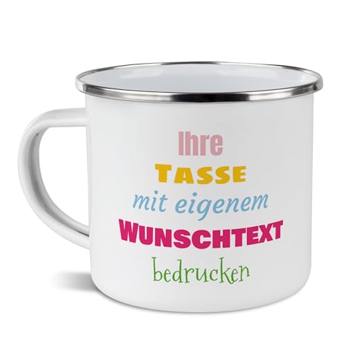 Tasse mit Text selbst gestalten - Wunschtext, Spruchtasse, Geburtstag, Weihnachten - Emaille Rand, 300 ml 480 ml - Silber L+R - Links & Rechts Tasse mit Text selbst gestalten - Wunschtext, Spruchtasse, Geburtstag, Weihnachten - Emaille Rand, 300 ml 480 ml - Silber L+R - Links & Rechts von PR Print Royal