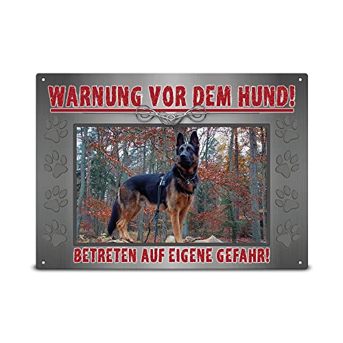 PR Print Royal Wetterfestes Vorsicht Hund Schild mit Foto - Warnung vor dem Hund - Hundeschild selbst gestalten mit Bild, Geschenk für Hundebesitzer | Mattes Metallschild, 21x15 cm von PR Print Royal